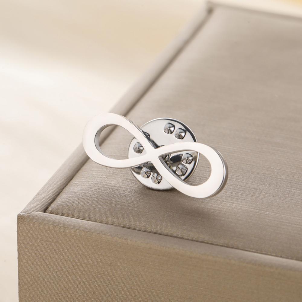 Dawapara Classic Infinity Symbol Brooch Endless Love and Friendship Lapel Pin Stainless Steel Accessories