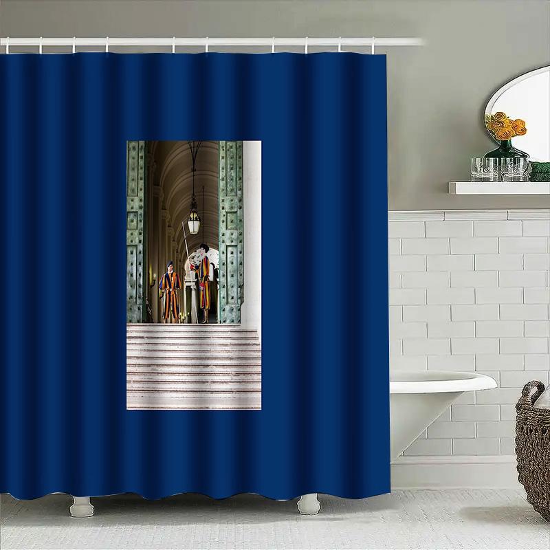 Vintage Vatican City Renaissance Biblical Religious Backdrop Shower Curtain Set Waterproof Home Decor