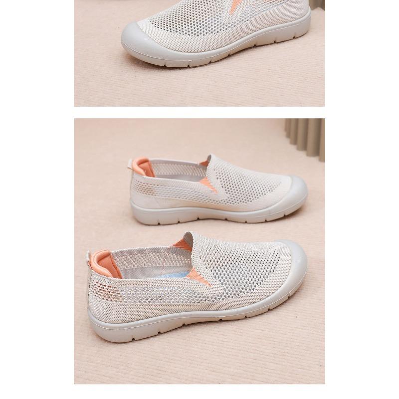 Summer New Openwork Women's Shoes Breathable Casual One-foot Mom Shoes Lightweight and Comfortable Mesh Middle-aged and Elderly Slip-ons