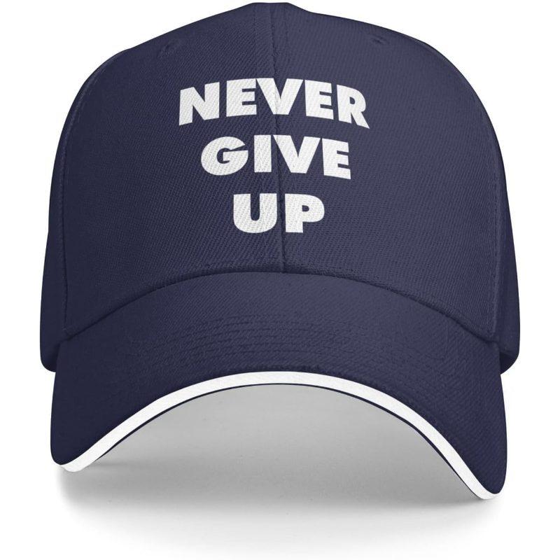 Never Give Up Baseball Cap Unisex Polyester Casual Sun Protection Adjustable Baseball Hat