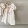 Summer Kids Girl Dress Children Bubble Sleeve Bow Floral Party Outwear