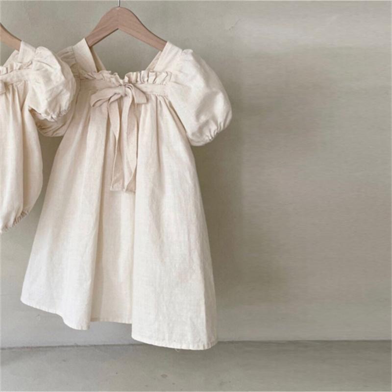 Summer Kids Girl Dress Children Bubble Sleeve Bow Floral Party Outwear