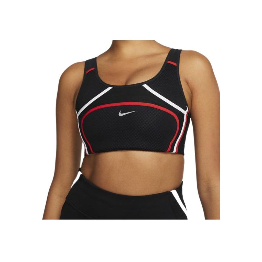 Nike Swoosh Line Design Logo Printed Sports Bra Women underwear Black CN1449-010
