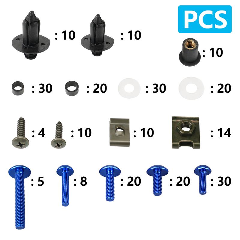 253PCS Fairing Bolt Kit Fastener Clips Screw For Yamaha MT03 MT07 MT09 YZF R1 R3 R6 R7 FZR400 600 750 Suzuki GSXR600 750 1000