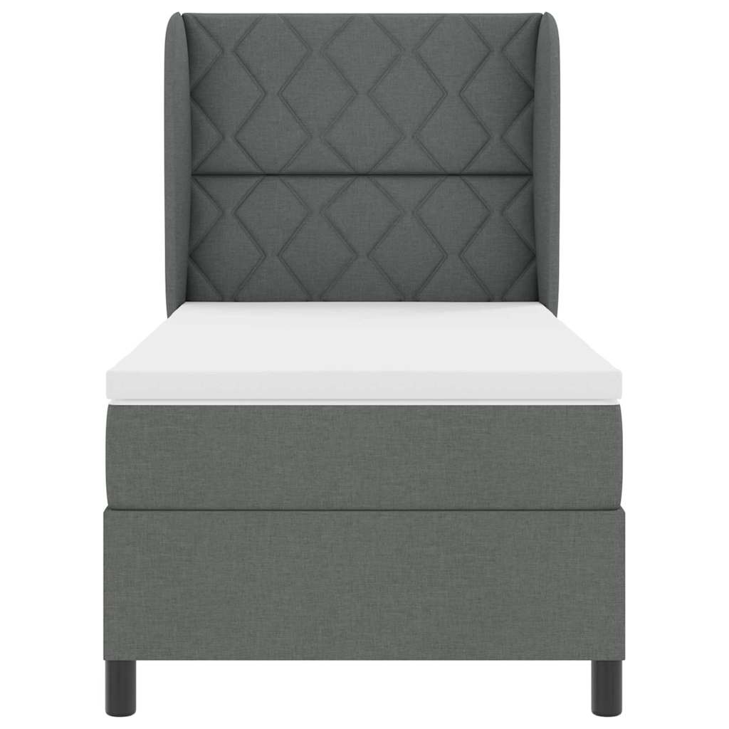Boxspring Bed with Headboard Dark Grey 100 x 200 cm Fabric