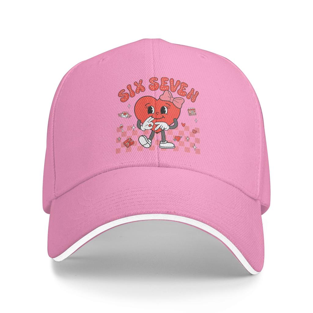 Unisexs WoUnisexs Groovy Heart Six Seven 67 Valentines Day Outdoor Hat Summer  Trucker Cap Casual Baseball Cap Fashion Golf Hats