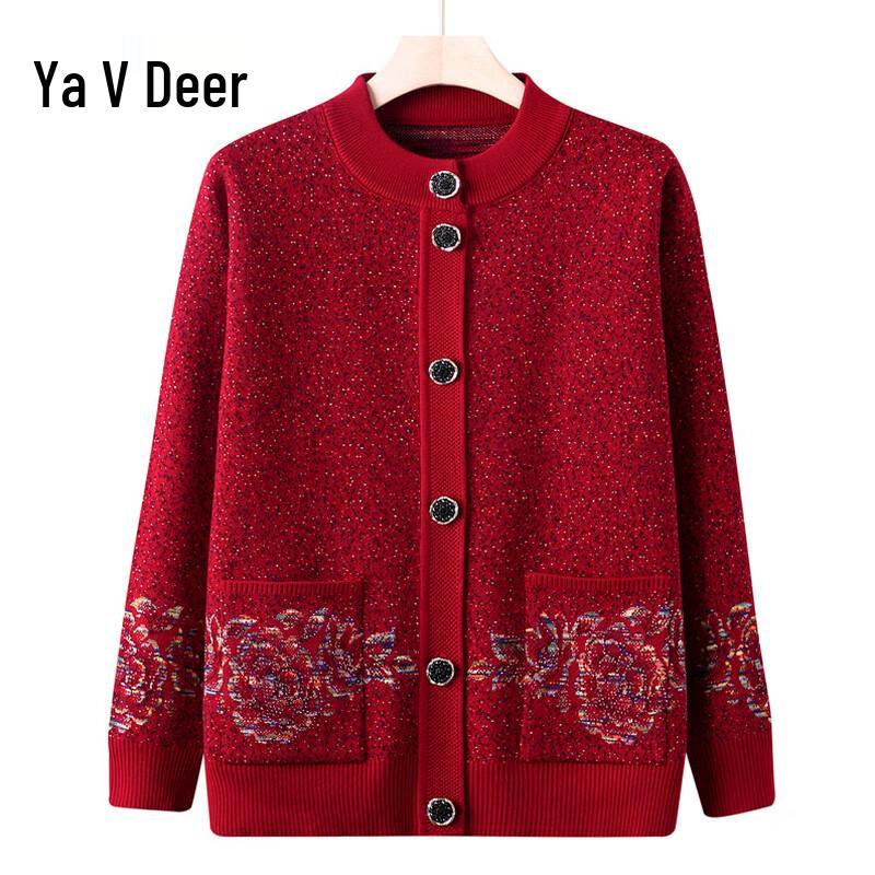 Yalu Women's Mid-Aged Plus Velvet Knitted Cardigan