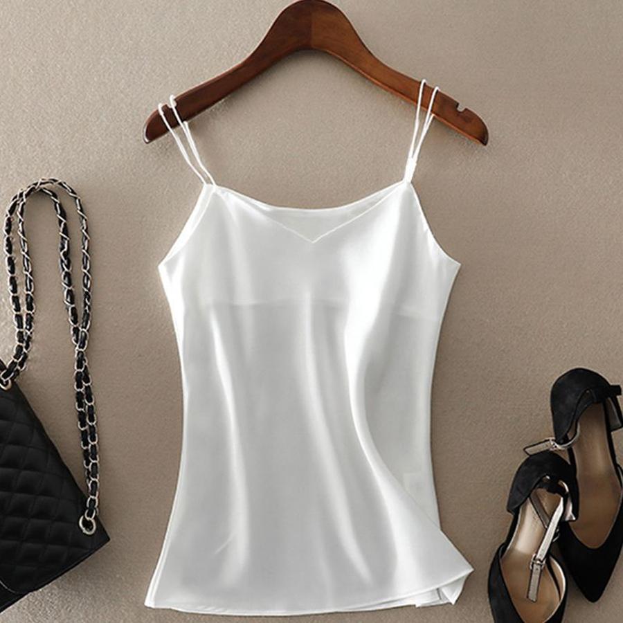 Design Aesthetic V-Neck Strap Summer New Style Women s Backless Tank Top Loose Fit Top Basic Camisole M белый