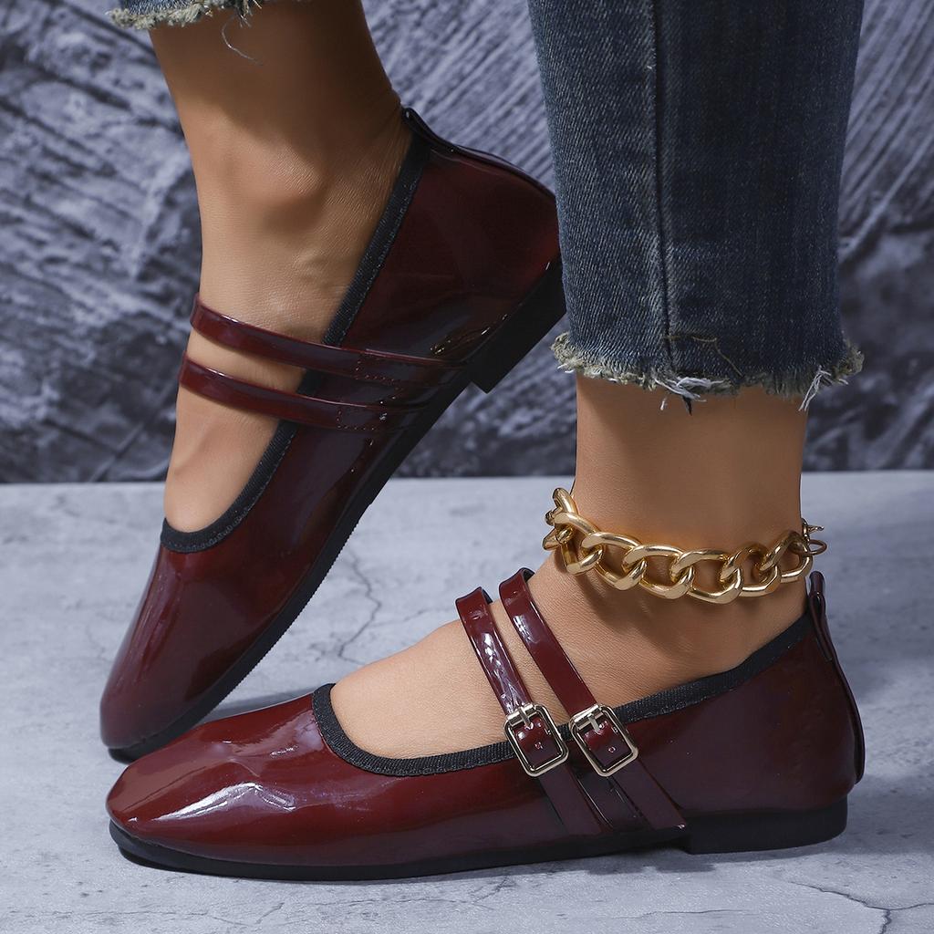 Damen flache Schuhe Sommer Französischer Stil Quadratische Zehenpartie Schuhe Damen Niedriger Absatz Mary Janes Schuhe zum Hineinschlüpfen Runde Zehenpartie Modische Sneaker Damen