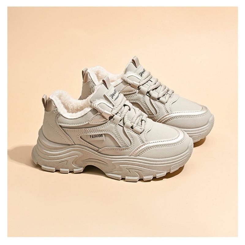 Womens Fleece Lined Chunky Dad Shoes Thick Sole Warm Casual Sports Running Sneakers