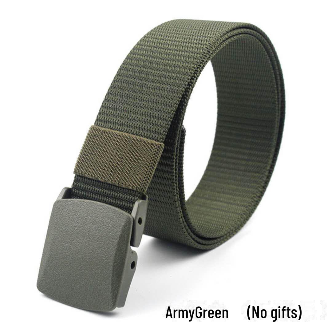 

Ремень безопасности из неметаллического нейлона с пластиковой пряжкой, черный брезент и джинсовая вставка, для использования на открытом воздухе 120cm [nylon] армия зеленый