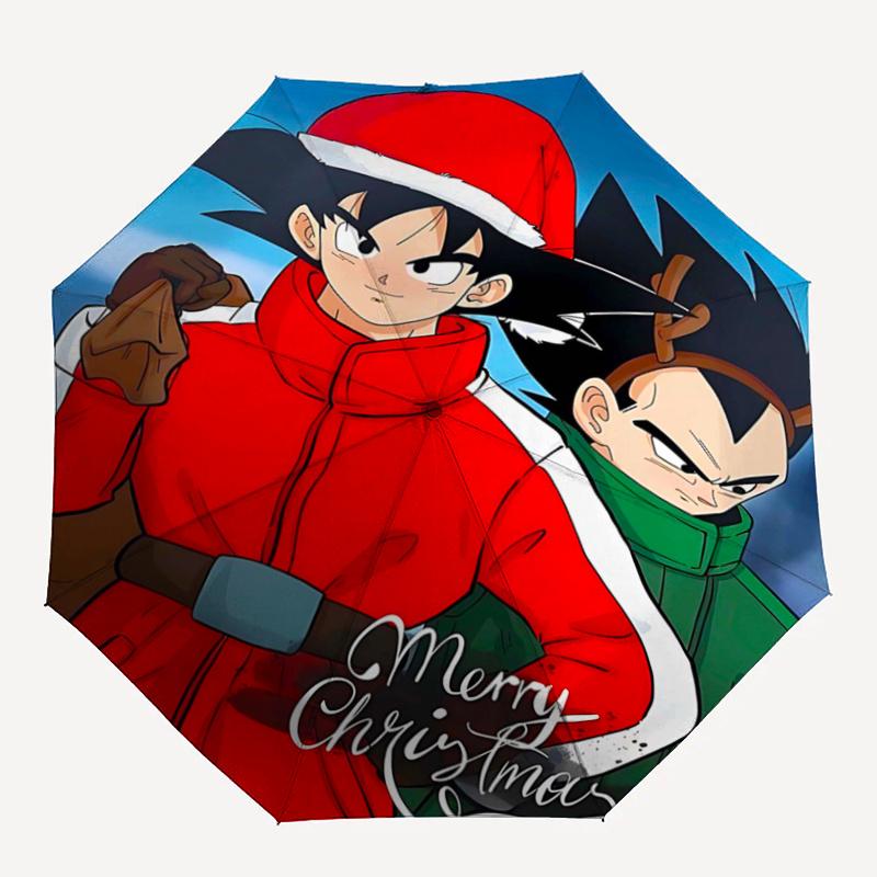 1pc Dragon Ball Christmas Goku and Vegeta Automatic Open/CloseUmbrella, Portable Compact Umbrella for Men & Women I032