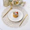 Creative Kitchen Round Placemats Gold PVC Place Mats Flower Leaf Washable Dining Table Mats Party Table Decorative