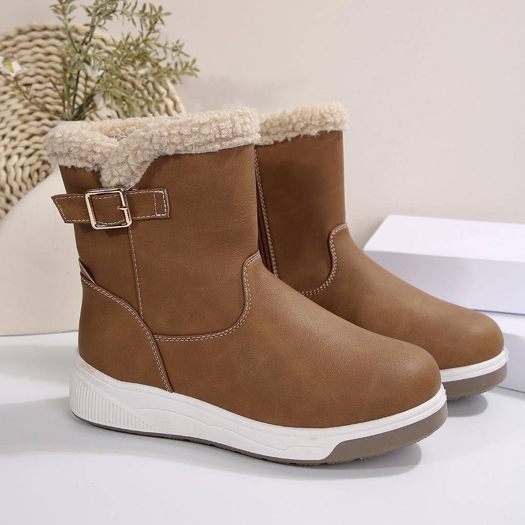 Schneestiefel für Damen Herbst-Winter Neu Große Größe Vintage Plus Fleece Verdickt Warm Dicke Sohle Haarige Stiefeletten