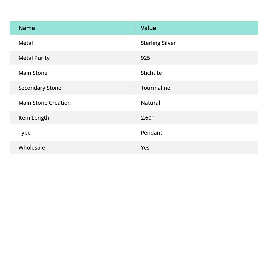 Atlantisit, Turmalin 925 Sterlingsilber Schmuckanhänger 2,60" g7S30