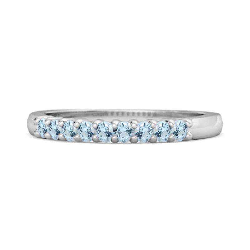 

Blue Topaz Round Half Eternity Ring – Sterling Silver 6.5 біле золото кольору