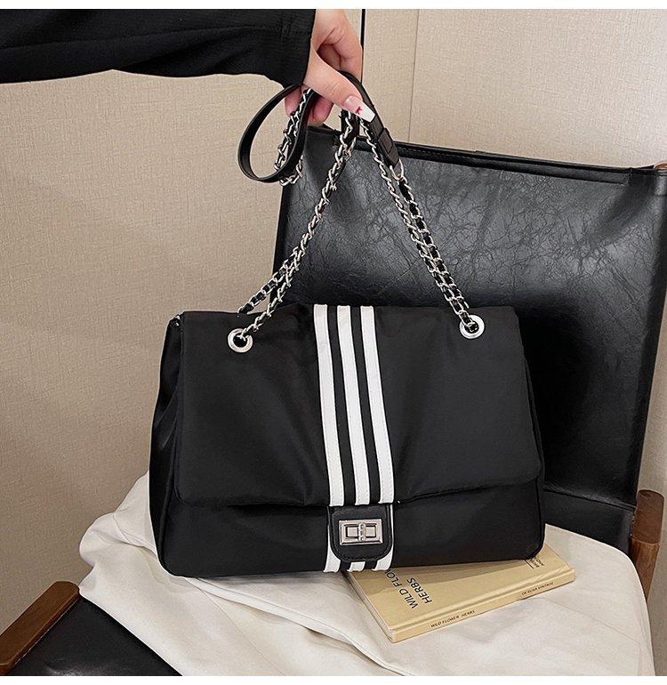 

2025 новая сумка через плечо с косым клапаном, цепочка, вместительная женская сумка-саквояж, модная женская сумка, сумка для отдыха чёрный