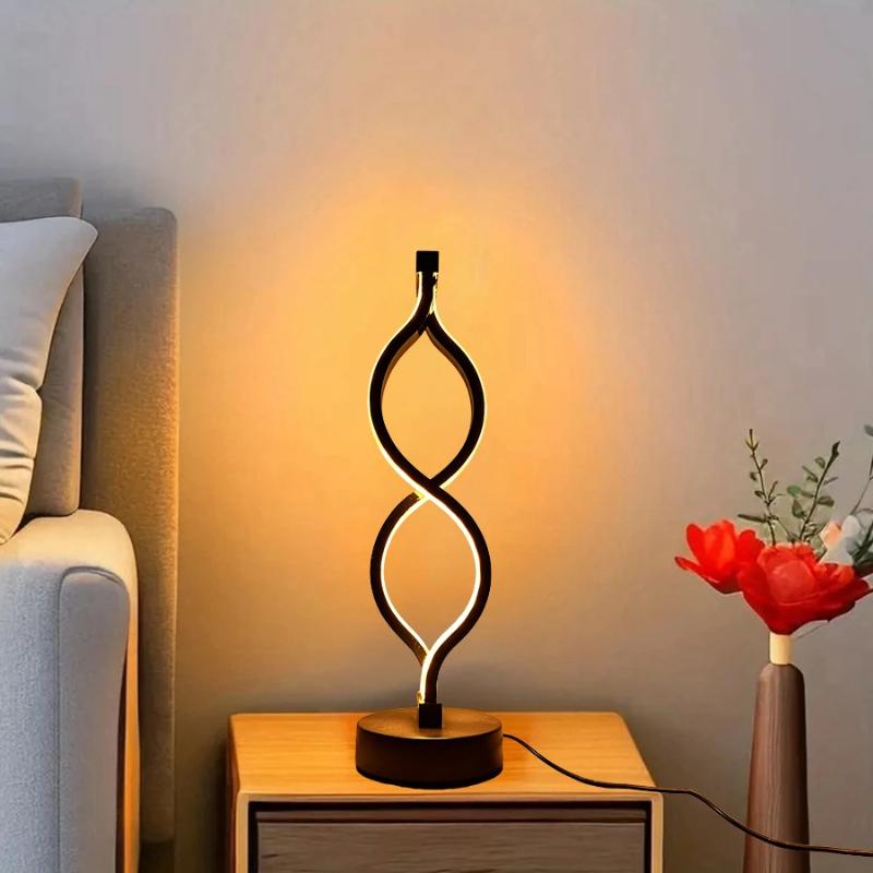 1Pc Creative Figure-eight Desk Lamp USB Three-tone Light Bedroom Desk Lamp