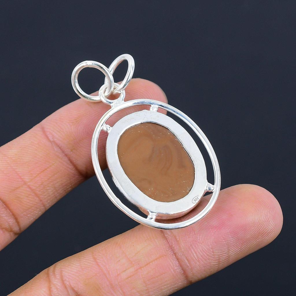 Natural Polychrome Jasper Gemstone Jewelry 925 Sterling Silver Pendant For Girls