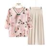 Datang Furen Elderly Women's Breathable V-Neck Summer Shirt Set