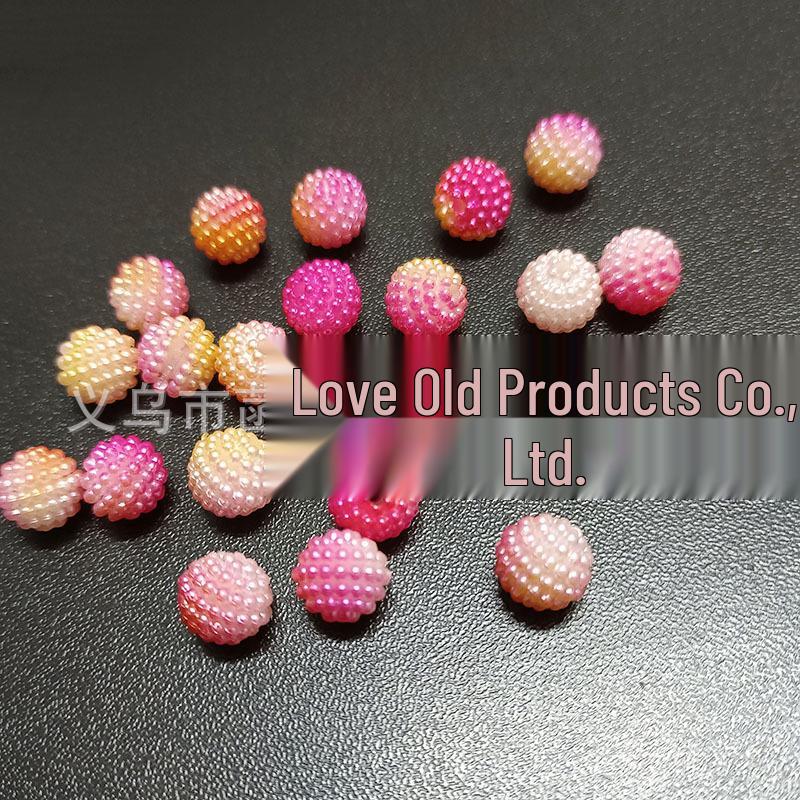 10mm Gradient Bayberry Ball ABS Hairpin with Two-Color Butterfly Orchid Core Bead