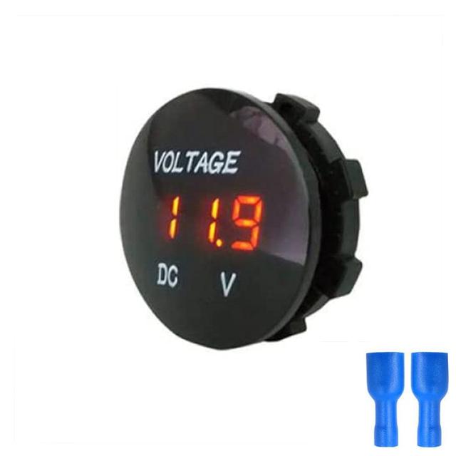 DC 5V-48V LED Mini Round Waterproof Motorboat Motorcycle Panel Digital Voltmeter Tester Monitor Display Voltmeter