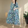 DIMANAF Women New 2026 Sundress Plus Size Summer Casual Print Long Dress Cotton Loose Oversize Maxi Floral Beach Holiday