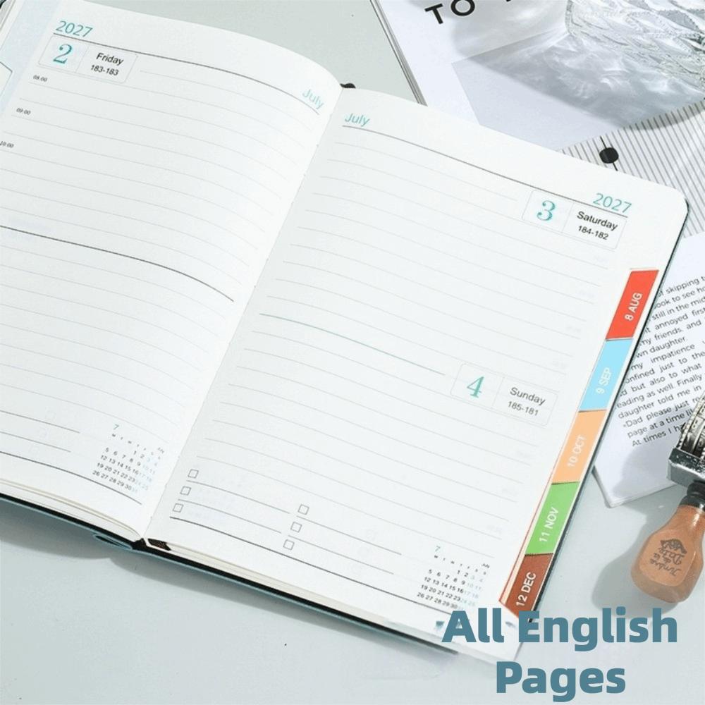 Portable 2027 Planner Notebook PU Leather Daily Agenda New Business Notebook Office