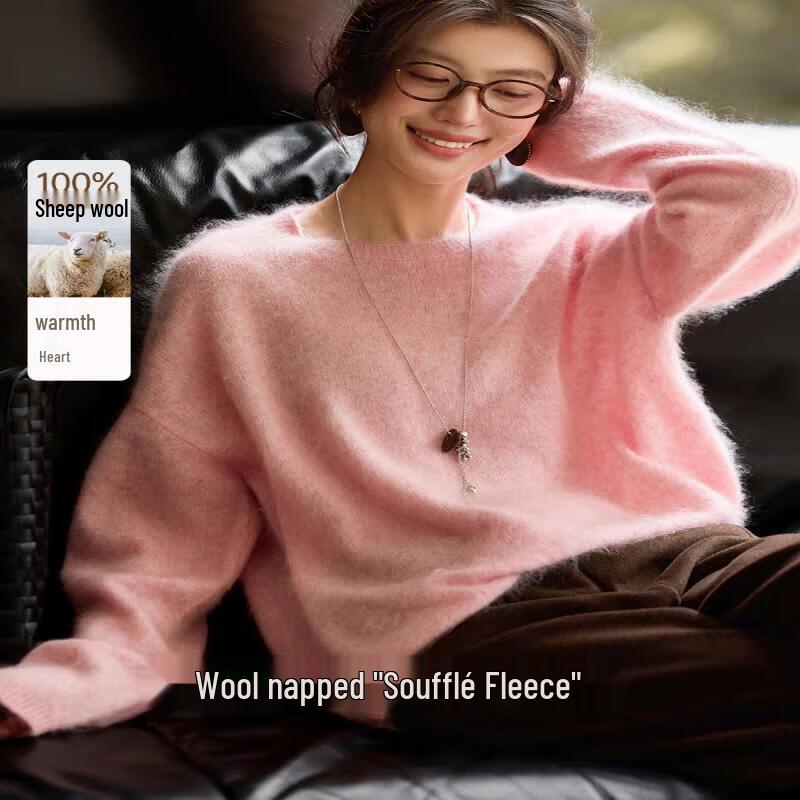 

Women s 100% Merino Wool Round Neck Knit Sweater One Size