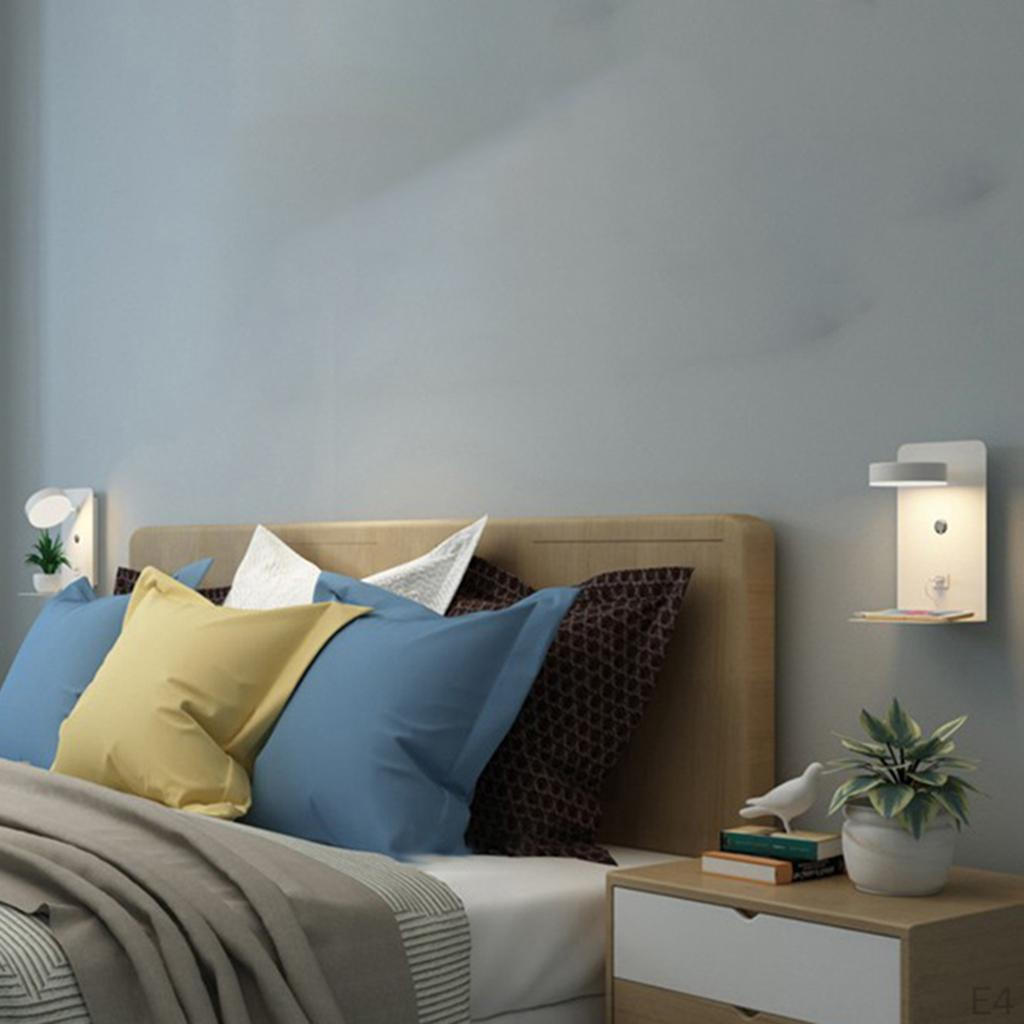 Bedside Wall Lamps for Bedroom with USB Port and Tray, Modern Reading Lights Hotel, Living