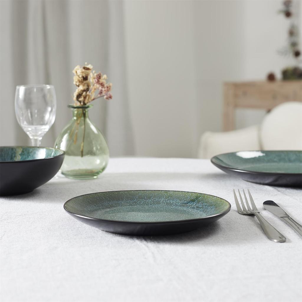 Elia Ceramic Plate, Green, Diameter 27 Cm, Retro Style