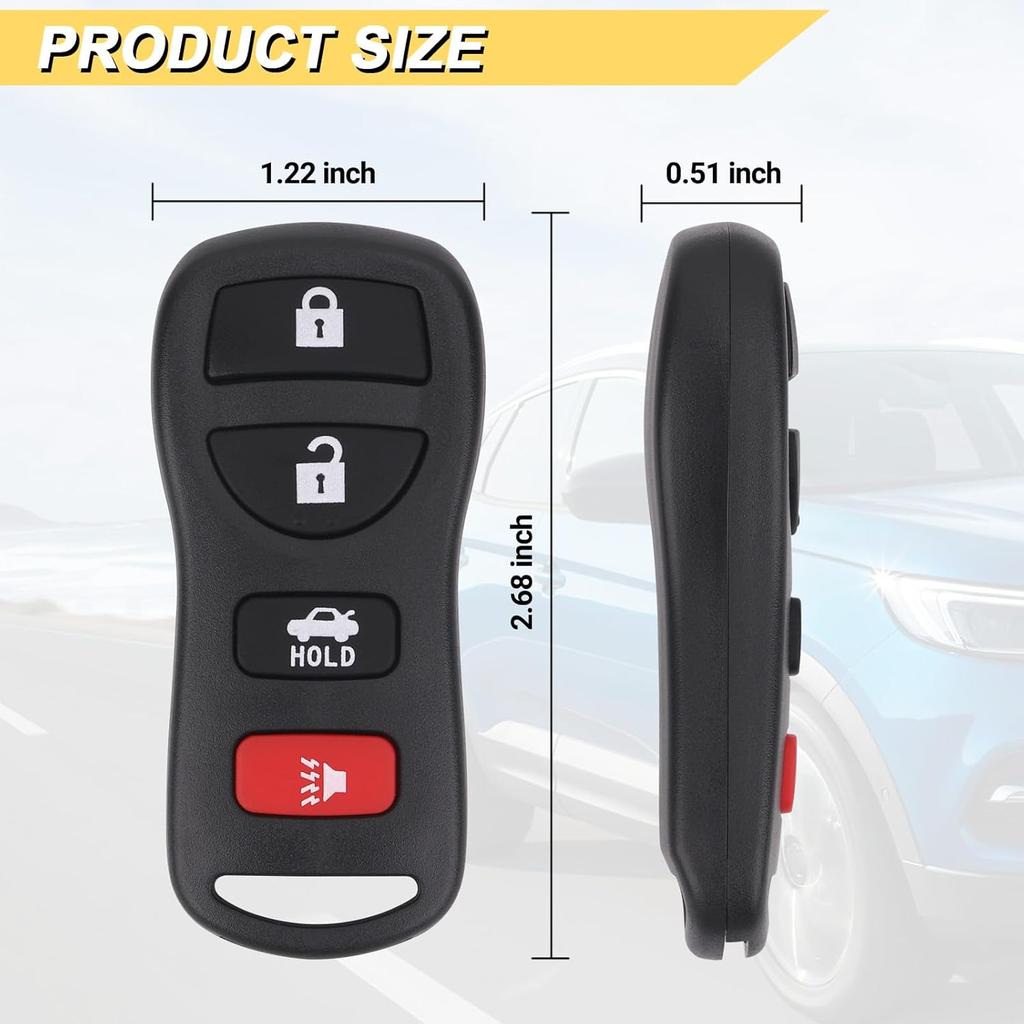 Key Fob Replacement for 2005-2015 Nissan Armada/ 07-17 Sentra/ 02-06 Altima Maxima/ 03-09 350Z/ 04-09 Quest/ 03-09 Infiniti FX35/ 08-11 EX35/ 03-08