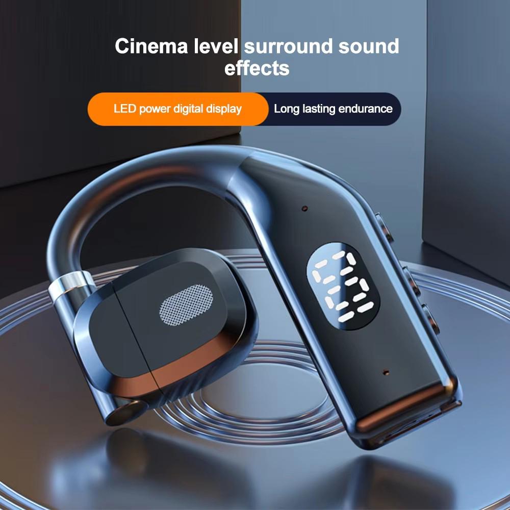 LED Single Earphones Long Standby Business Headphones Waterproof Mono Headset Outdoor Call Bluetooth5.3 Wireless Earbuds