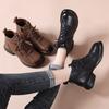 Brand Retro Black Brown Split Leather boots Woman Casual Lace Up Winter Snow Boots Non-slip Rubber Booties Ladies Ankle Botas