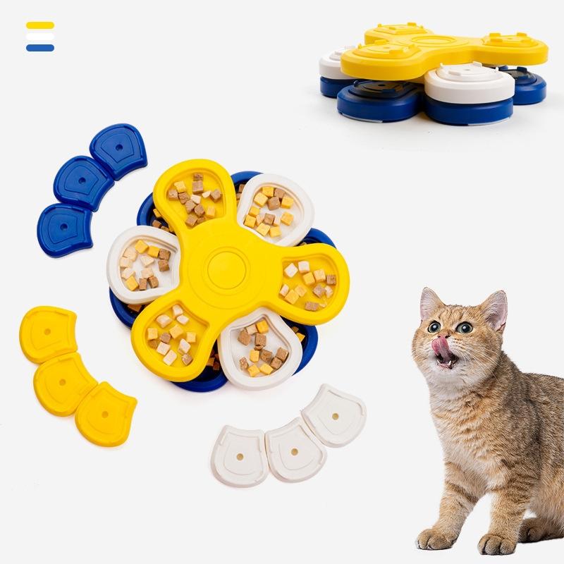 Interactive Cat Puzzle Feeder Three Tier Rotating Slow Feed Bowl For Indoor Cats And Kittens Tabletop Play Home Training Gift