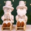 Santa Claus Sled Sitting Doll Champagne Snowman Desktop Doll Christmas Decorations  Desktop Display