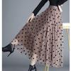 2025 Summer High Waist Polka Dot Floral Mesh Midi Skirt