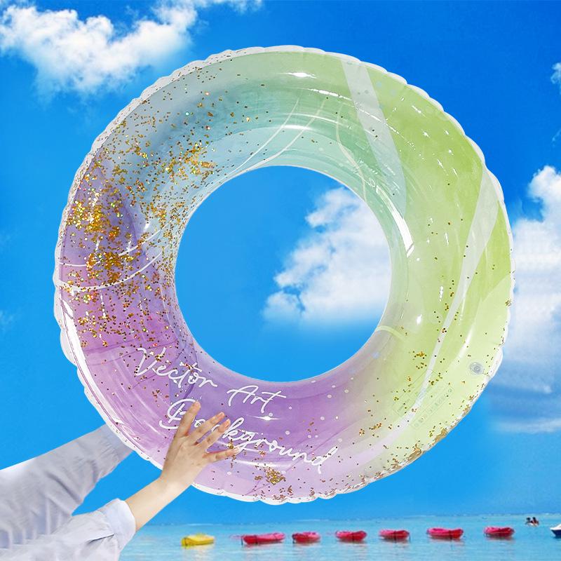 Starry Sky Sequin Mermaid Swim Ring: Thickened Inflatable Children's Float