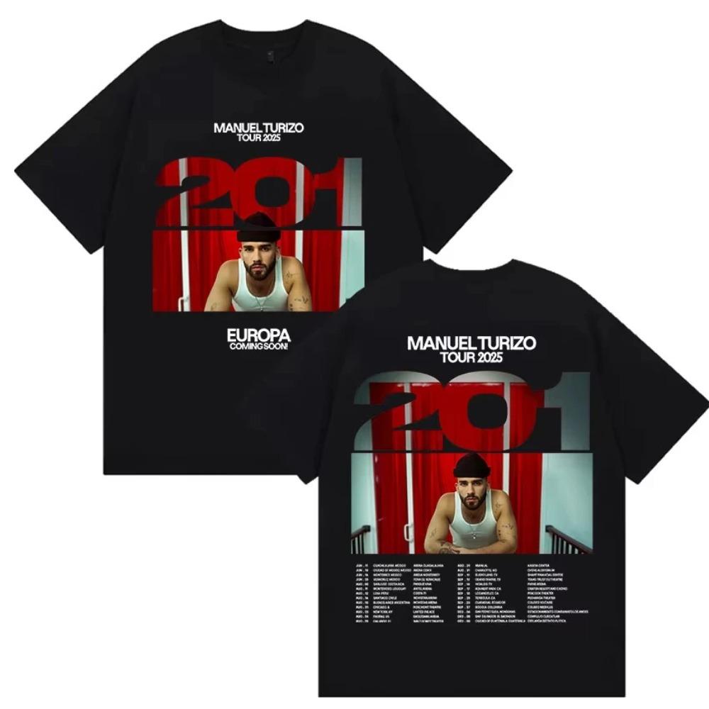 Rapper Manuel Turizo Tour 2025 Graphic T-Shirt Men Women Hip Hop Loose Short Sleeve T Shirt Vintage Plus Size  Tees