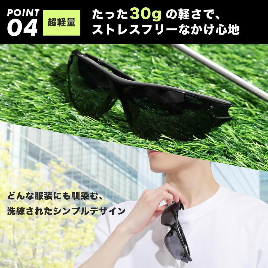 Must & Arch Sportsonnenbrille mit polarisierten Gläsern für Golf, Angeln, Baseball, Autofahren, Laufen, Radfahren und Outdoor-Aktivitäten, Camping, Schwarz,