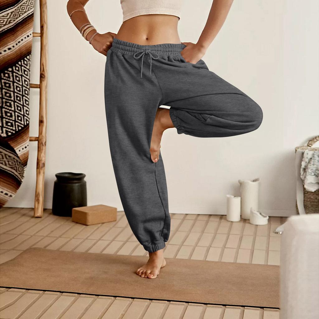 Pantalon de jogging décontracté pour femme à jambe droite avec poches