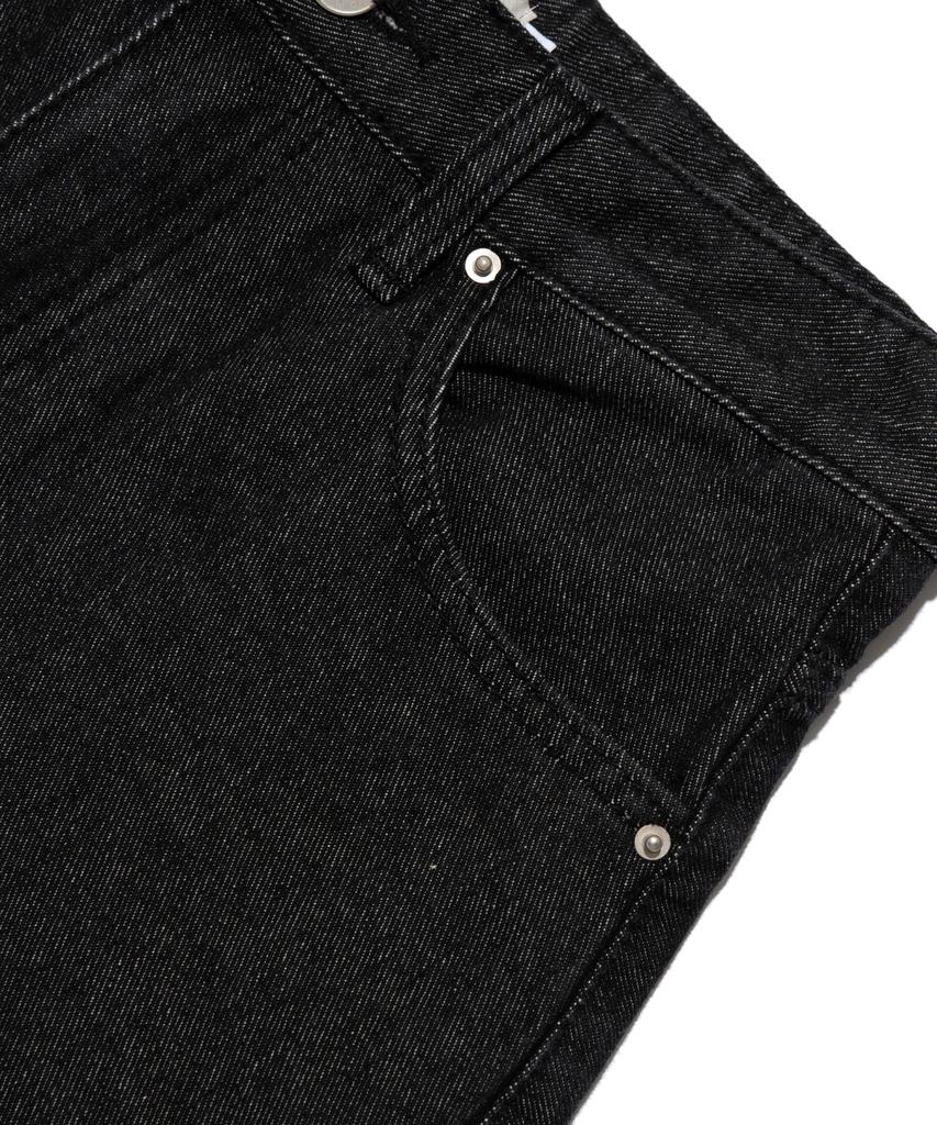 Road Road Maxi Denim Cutoff A-Line Long Skirt (Black Denim)