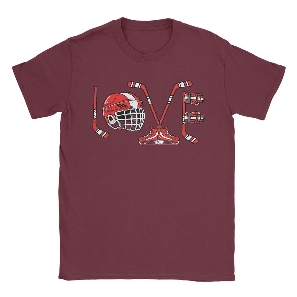 Funny Valentines Day Love Ice Hockey Items Unisex Boys TShirt for Unisex Round Collar 100 Cotton Tee Shirt Gift Idea Tops