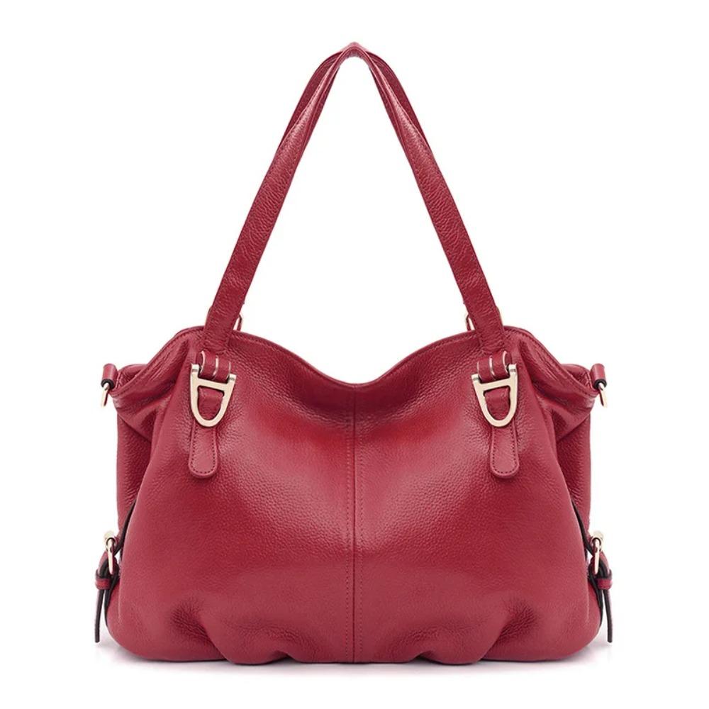 

2025 Новая Мода Натуральная Кожа Женские Сумки Портативная Наплечная Сумка Мессенджер Верхний Слой Коровья Кожа Женские Большие Сумки-Тоут вино красного