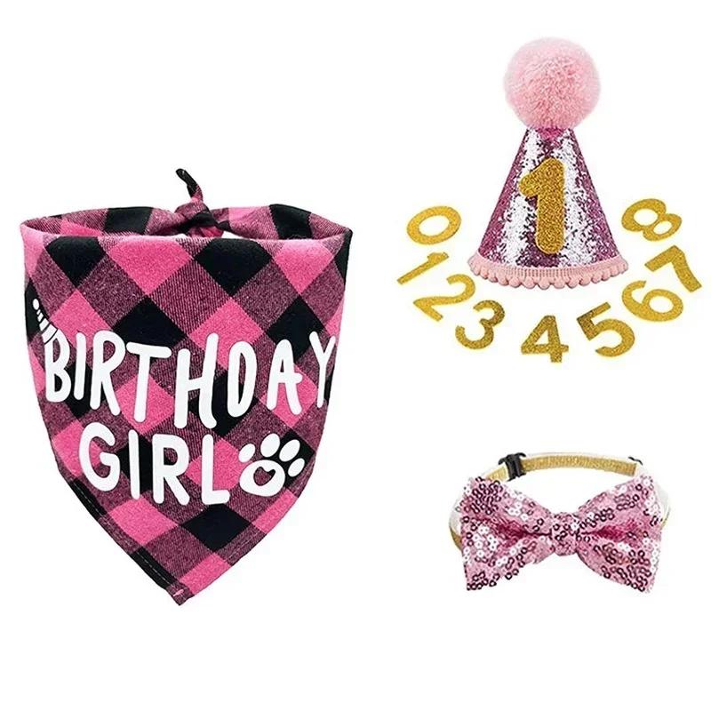 Pet Party Decoration Set Dog Birthday Triangle Scarf Hat Bow Tie Dog Birthday Decoration Suppliesdog Supplies