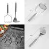 Stainless Steel Potato Masher With Round And Square Openings For Home Kitchen Use