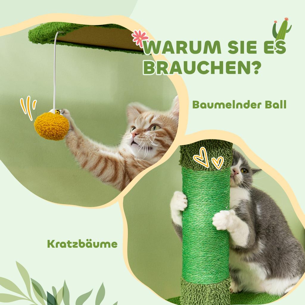 230-275cm Boden-Decke verstellbarer Kratzbaum mit Kratzsäulen, Hängematte
