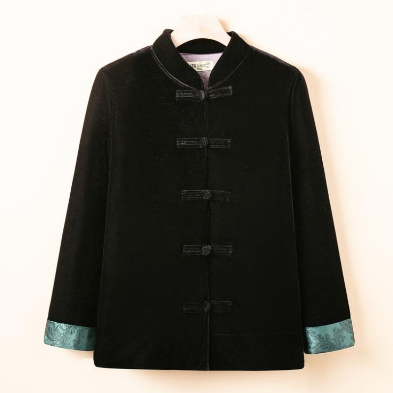 

Spring and Autumn Tang Clothing Women s Long Sleeve Jacket Casual Chinese Mom Clothing Medium, Middle and Old Double-sided Top Women s Clothing 5XL (recommended 150-82.5 kg)