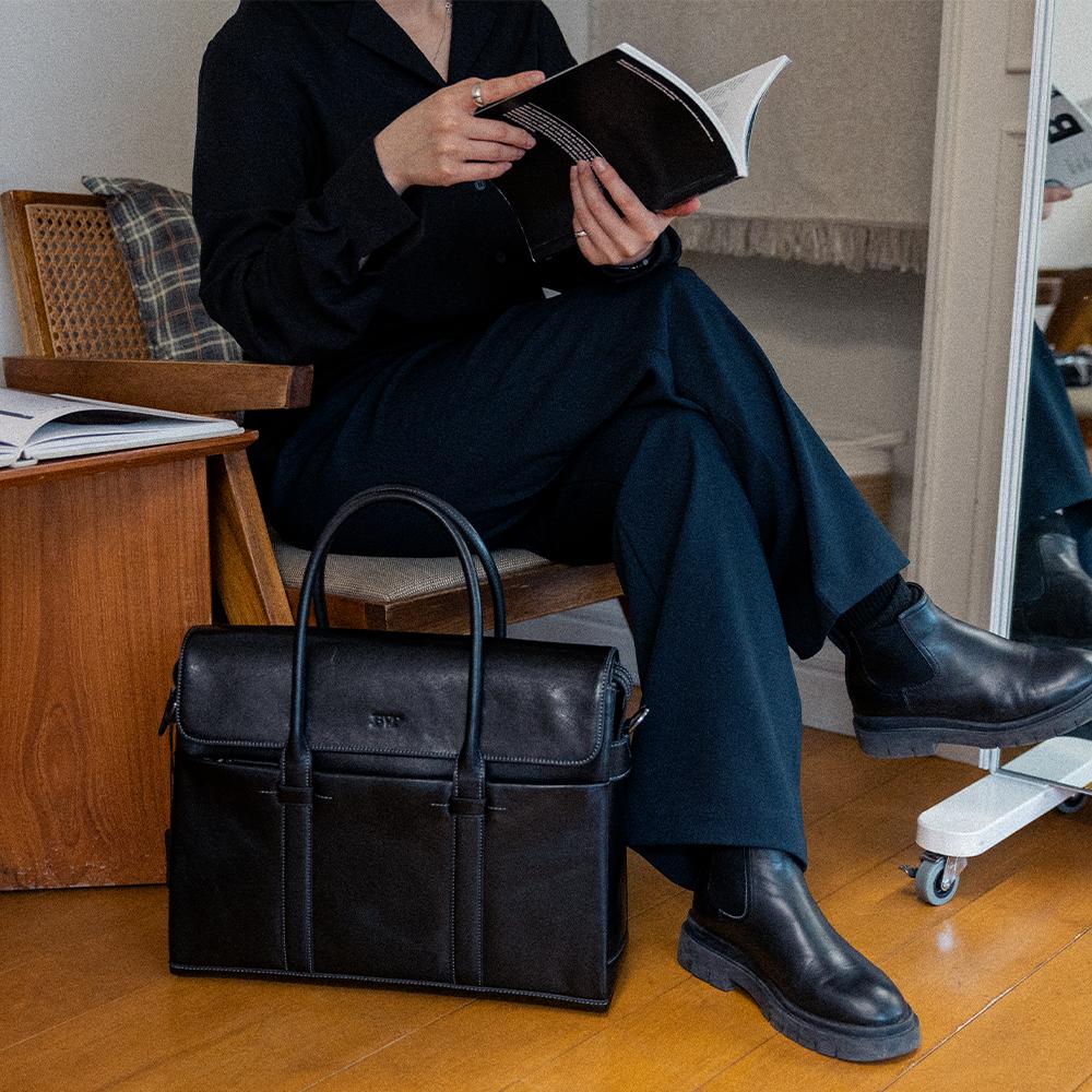 Bvp Bvp Business Genuine Cowhide Men'S Briefcase T1073 Black