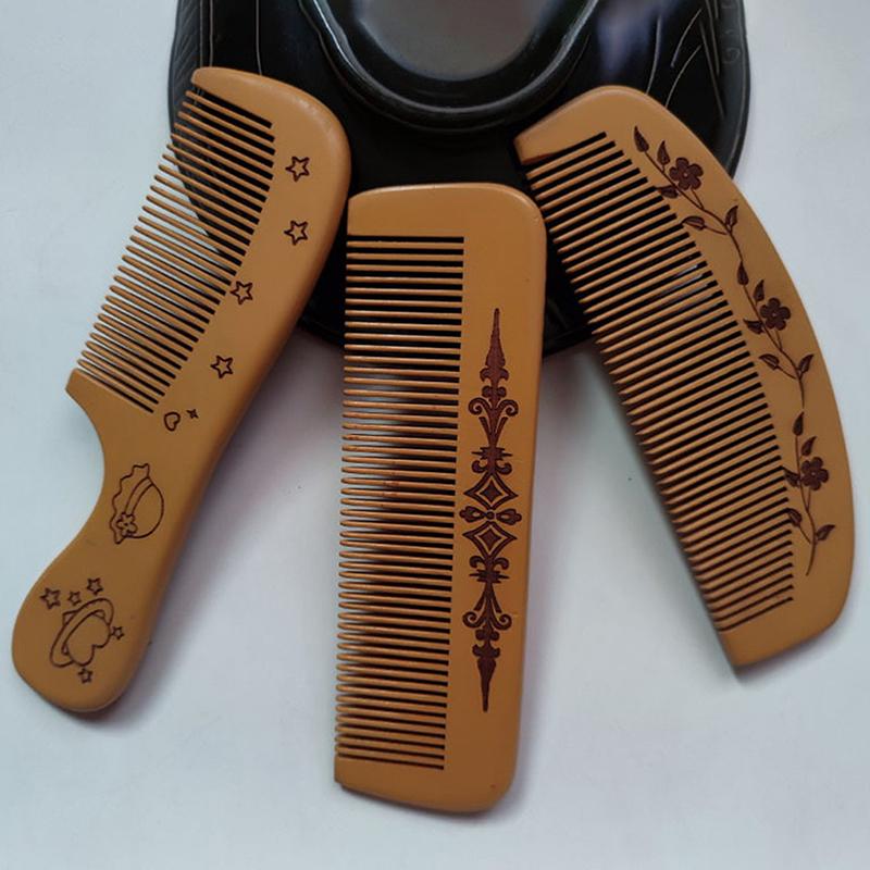 1Pcs Peach Wood Peach Wood Hair Comb Anti-Static Carve Designs Peach Wood Comb Traditional Retro Natural Solid Wood Comb